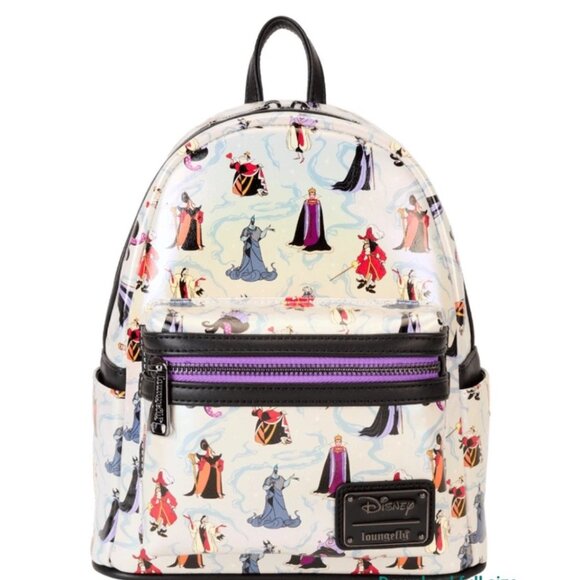 NWT Loungefly Disney Villains  Iridescent All-Over Print Mini Backpack - Picture 1 of 4